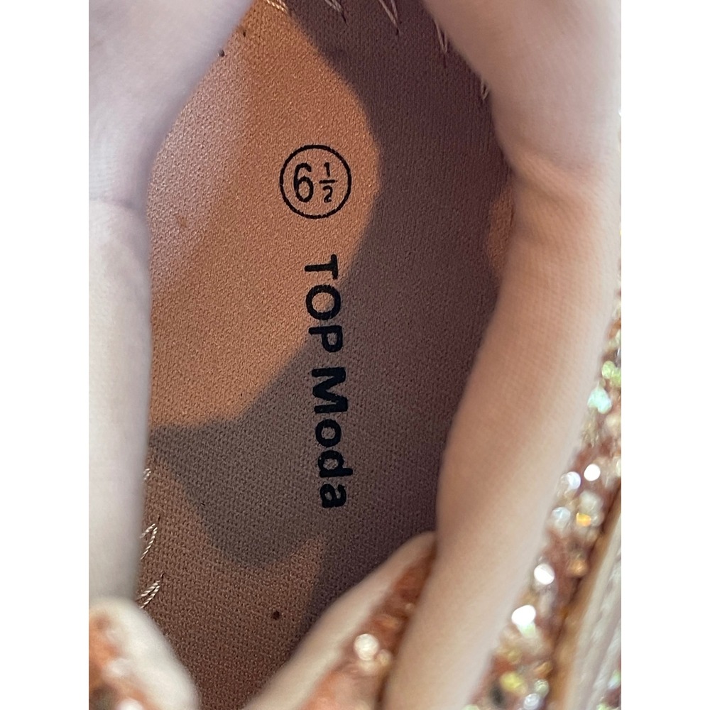 Top Moda Kory-1 Rose Gold Glitter Chunky Platform Sneakers Womens 6.5 Sparkly - Picture 7 of 9